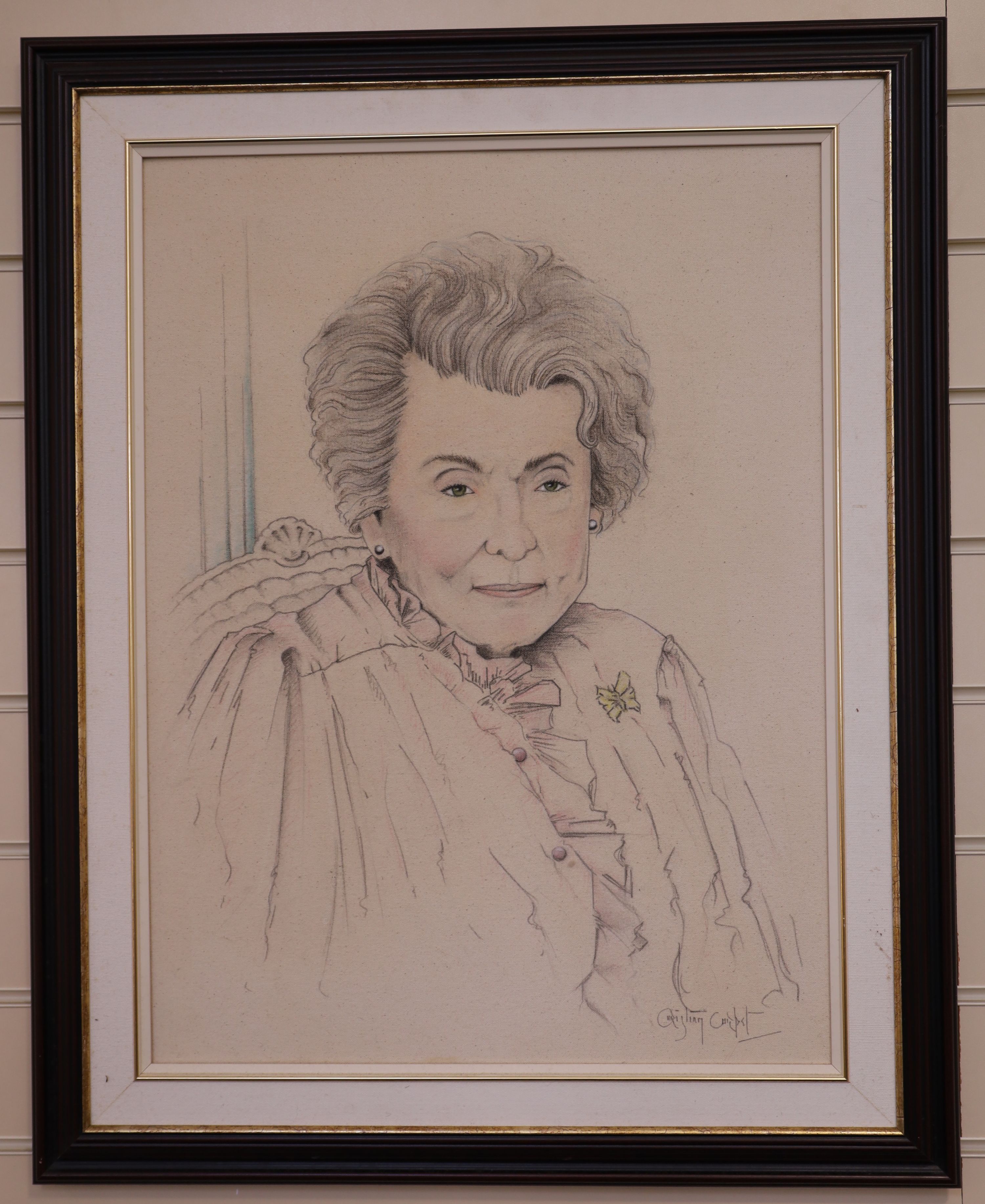 Christian Levdell Corbet Portrait of Patricia Knatchbull, The Rt Hon The 2nd Countess Mountbatten of Burma 61 x 46cm